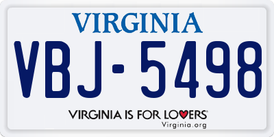 VA license plate VBJ5498