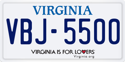 VA license plate VBJ5500