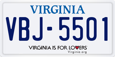 VA license plate VBJ5501
