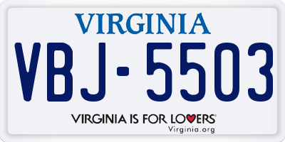 VA license plate VBJ5503