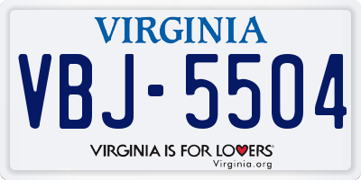 VA license plate VBJ5504