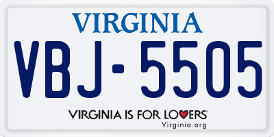 VA license plate VBJ5505