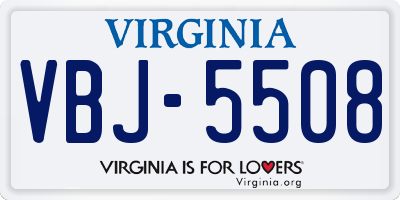VA license plate VBJ5508