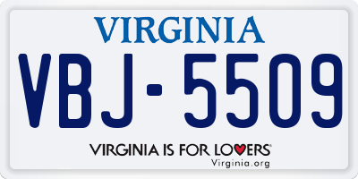 VA license plate VBJ5509