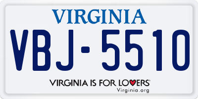 VA license plate VBJ5510