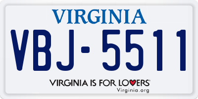 VA license plate VBJ5511