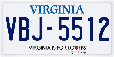 VA license plate VBJ5512