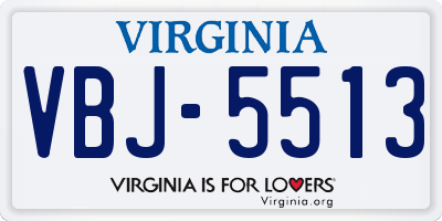 VA license plate VBJ5513