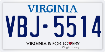 VA license plate VBJ5514