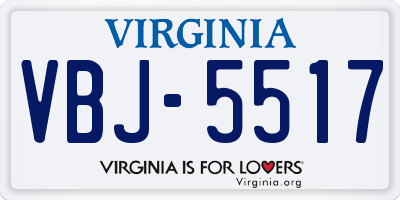 VA license plate VBJ5517