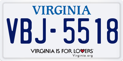 VA license plate VBJ5518