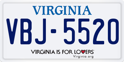 VA license plate VBJ5520