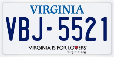 VA license plate VBJ5521