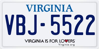 VA license plate VBJ5522