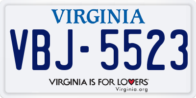 VA license plate VBJ5523
