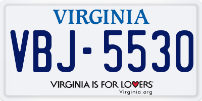 VA license plate VBJ5530