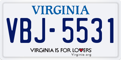 VA license plate VBJ5531