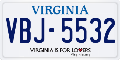 VA license plate VBJ5532