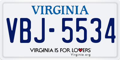 VA license plate VBJ5534