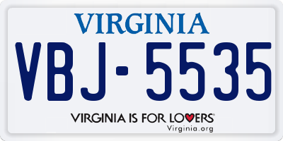 VA license plate VBJ5535