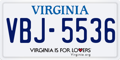 VA license plate VBJ5536
