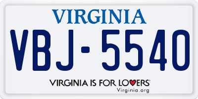VA license plate VBJ5540