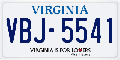 VA license plate VBJ5541