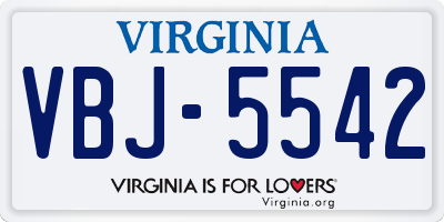 VA license plate VBJ5542