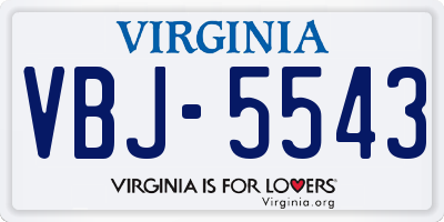 VA license plate VBJ5543