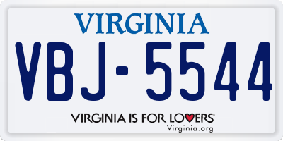 VA license plate VBJ5544