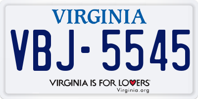 VA license plate VBJ5545