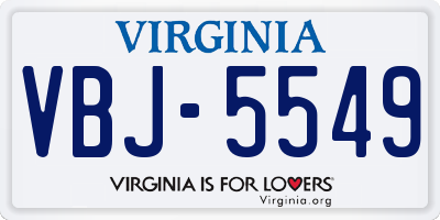 VA license plate VBJ5549