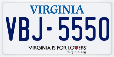 VA license plate VBJ5550
