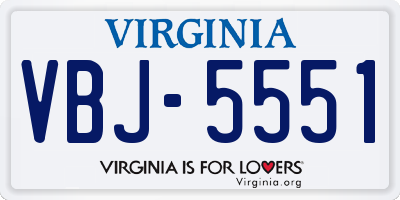 VA license plate VBJ5551