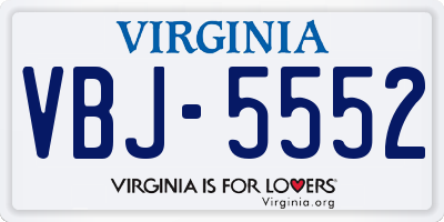 VA license plate VBJ5552