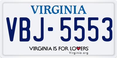 VA license plate VBJ5553