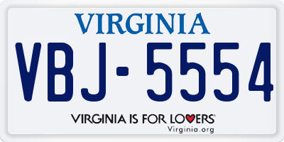 VA license plate VBJ5554