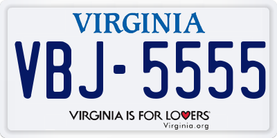 VA license plate VBJ5555
