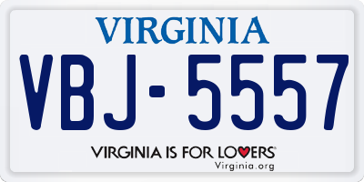 VA license plate VBJ5557