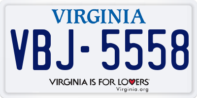 VA license plate VBJ5558