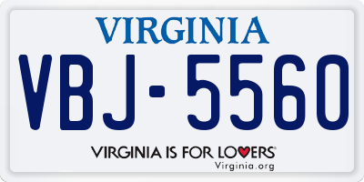 VA license plate VBJ5560