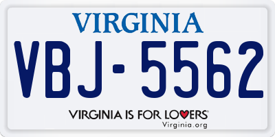 VA license plate VBJ5562