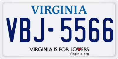 VA license plate VBJ5566