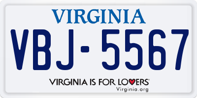 VA license plate VBJ5567