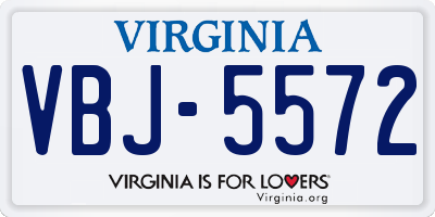 VA license plate VBJ5572