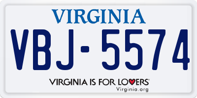 VA license plate VBJ5574