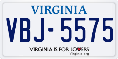 VA license plate VBJ5575