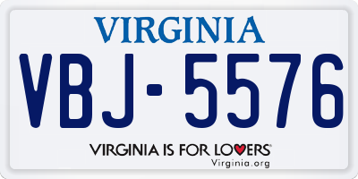 VA license plate VBJ5576