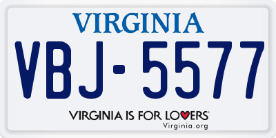 VA license plate VBJ5577