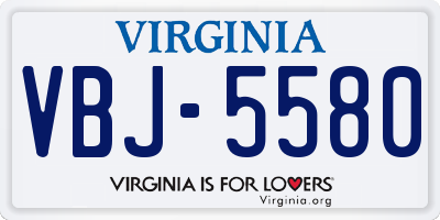 VA license plate VBJ5580